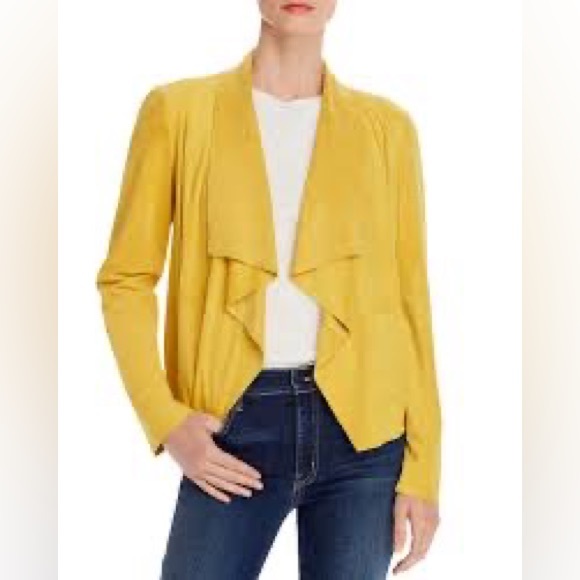 Bagatelle NWT Yellow Faux Suede Drape Front Jacket L - Picture 2 of 8